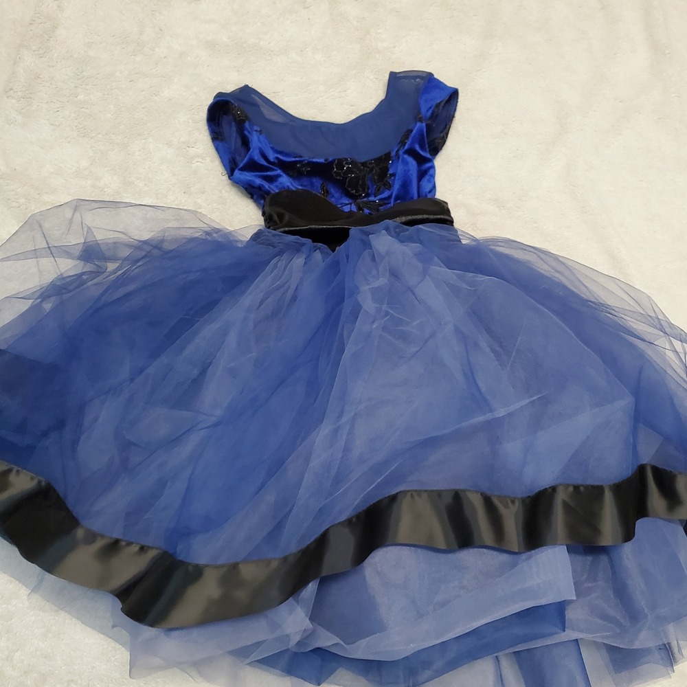 Weissman Navy Blue Black Tulle Ballet Dance Leotard Costume Girl MC 10 12 - Picture 2 of 11